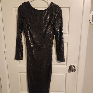 Dress the Population Black Sequin Long Sleeve Dress